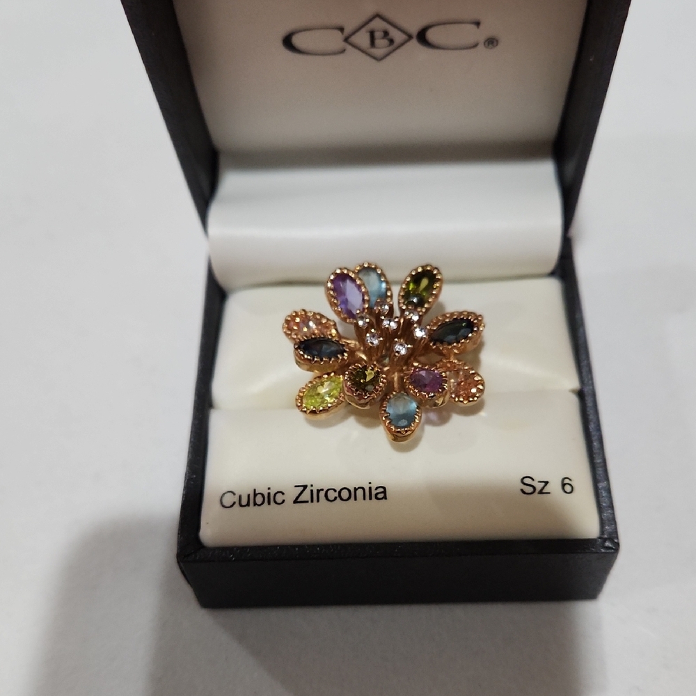CBC Multicolor Gemstone Ring in Gold